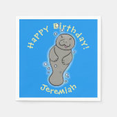 Serviette En Papier Mignonne manatée bébé avec bulles illustration (Devant)