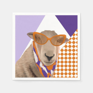 Serviette En Papier Mignonne Mouton Avec Lunettes