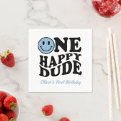 Serviette En Papier Mignonne One Happy Dude Blue Happy Face 1er Annive (En situation)