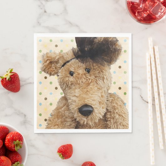 Serviette En Papier Mignonne Ours Brown Sur Pois (En situation)