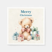Serviette En Papier Mignonne ours en peluche Joyeux Noël (Devant)