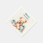 Serviette En Papier Mignonne ours en peluche Joyeux Noël (Coin)
