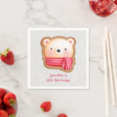 Serviette En Papier Mignonne Ours Face Rouge Écharpe et Joues Rosy Ann (En situation)