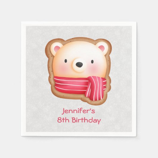 Serviette En Papier Mignonne Ours Face Rouge Écharpe et Joues Rosy Ann (Devant)