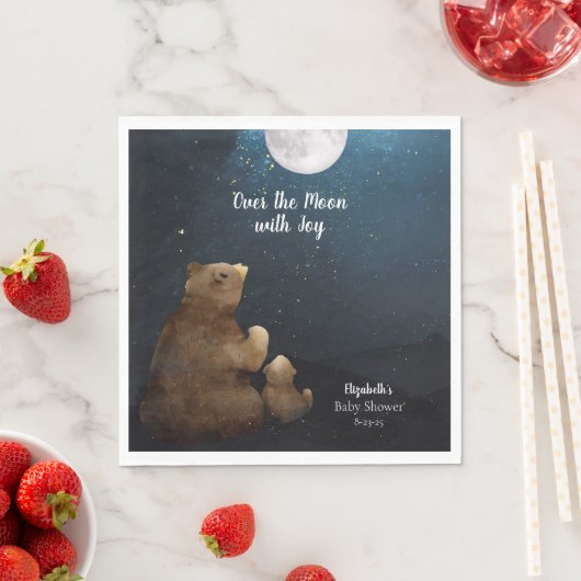 Serviette En Papier Mignonne Ours Sur La Lune (En situation)