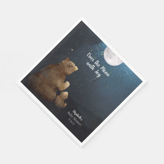 Serviette En Papier Mignonne Ours Sur La Lune (Coin)