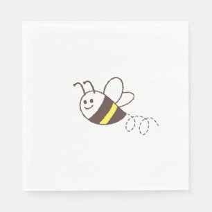 Serviette En Papier Mignonne petite abeille volant Shower bébé blanc