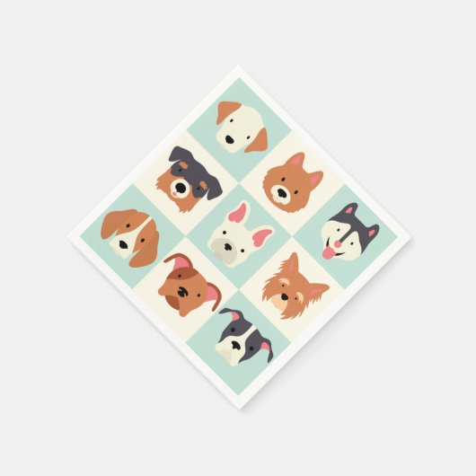 Serviette En Papier Mignonne race chien bleu clair motif (Coin)