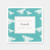 Serviette En Papier Mignonne serviettes de papillon blanc Turquoise (Devant)