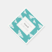Serviette En Papier Mignonne serviettes de papillon blanc Turquoise (Coin)