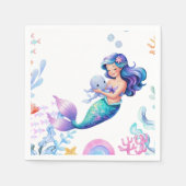 Serviette En Papier Mignonne sirène sous le Baby shower d'aquarelle de (Devant)