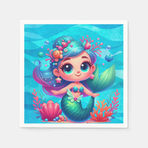 Serviette En Papier Mignonne sirène sous-marine