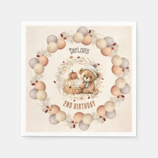 Serviette En Papier Mignonne Teddy Bear Automne Anniversaire Papier Ga (Devant)