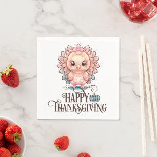Serviette En Papier Mignonne Turquie Thanksgiving