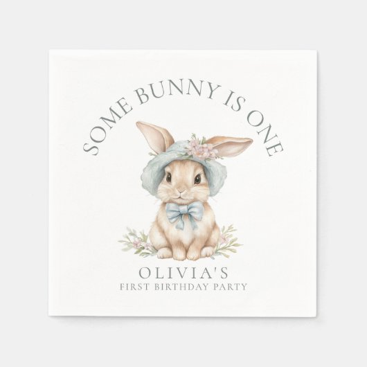 Serviette En Papier Mignonne Un lapin est une fête d'anniversaire (Devant)