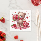Serviette En Papier Mignonne Valentine's Day Teddy Bear (En situation)