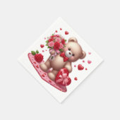 Serviette En Papier Mignonne Valentine's Day Teddy Bear (Coin)