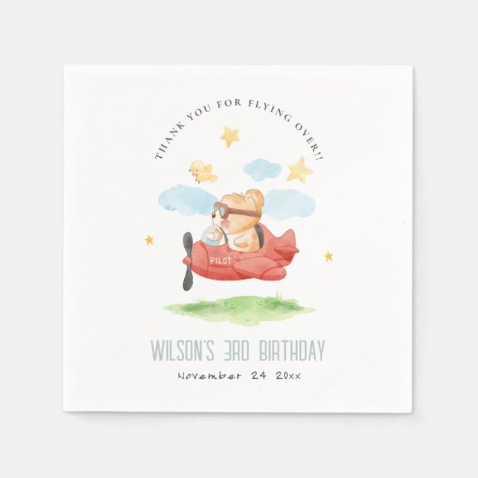 Serviette En Papier Mignonne volez au-dessus de l'ours en peluche Anim (Devant)