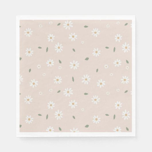 Serviette En Papier Mignonnes marguerites florales & verdure (Devant)