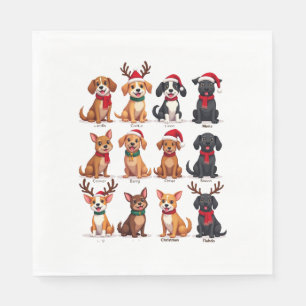 Serviette En Papier Mignons 12 chiens Xmas drôles amateurs de chiens N