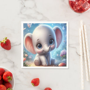 Serviette En Papier Mignons éléphants blancs bébé floral serviettes en