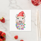 Serviette En Papier Mignons feux de cochon de Noël (En situation)