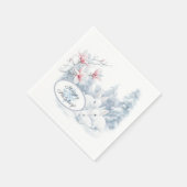 Serviette En Papier Mignons lapins blancs en vacances d'hiver neige (Coin)
