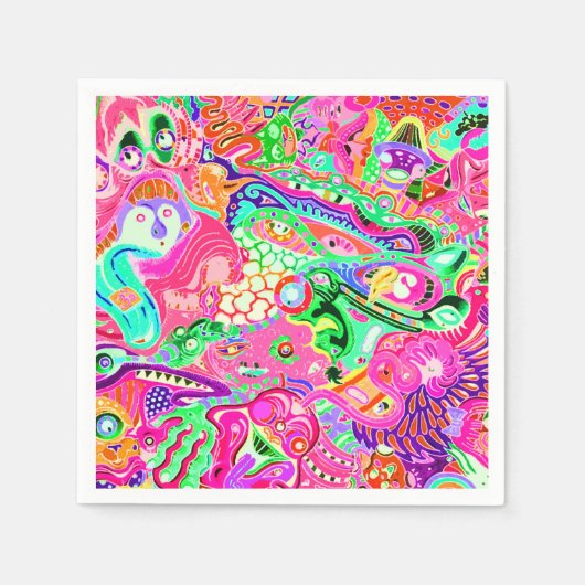 Serviette En Papier Mignons monstres abstraits mixtes colorés (Devant)