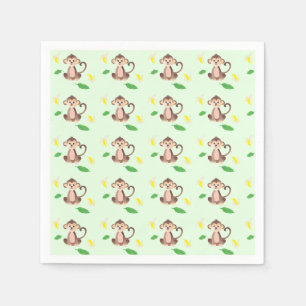 Serviette En Papier Mignons Singes Banana Peels Green