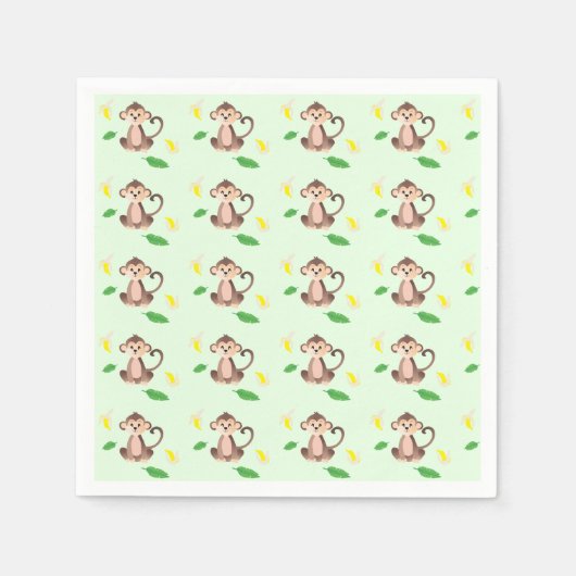 Serviette En Papier Mignons Singes Banana Peels Green (Devant)