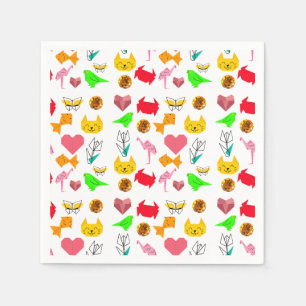 Serviette En Papier Mikitiez origami cancer bijou d'été animal chat