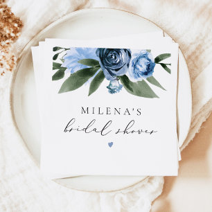 Serviette En Papier MILENA Fleurs Bleu Poussiéreux Mariage