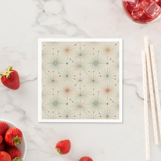 Serviette En Papier Milieu de siècle  Étoile atomique éclatée Moderne  (En situation)