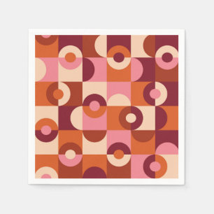 Serviette En Papier Milieu du siècle  demi-cercles Rose orange beige 