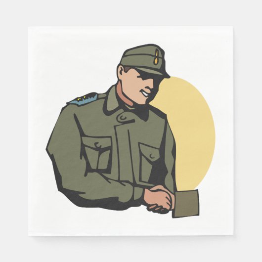 Serviette En Papier Militaire Rétro Soldat de l'Armée (Devant)