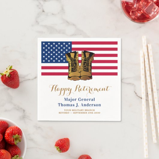 Serviette En Papier Militaire USA American Flag Boots Retirement Party (En situation)