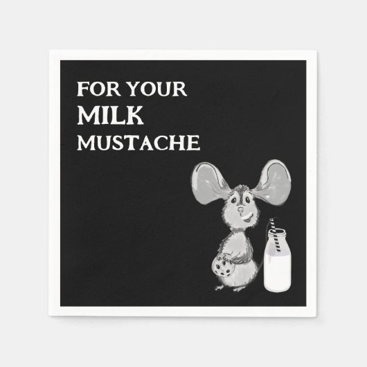Serviette En Papier Milk Mustache Mouse First Birthday (Devant)
