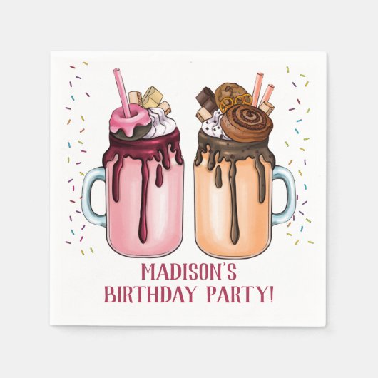 Serviette En Papier Milkshakes extrêmes fête d'anniversaire (Devant)