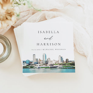 Serviette En Papier MILWAUKEE Wisconsin Skyline Destination Voyage