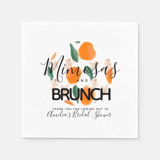 Serviette En Papier Mimosa Brunch Fête des mariées tirée main (Devant)