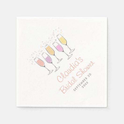 Serviette En Papier Mimosa Champagne Bellini Peach Fête des mariées (Devant)
