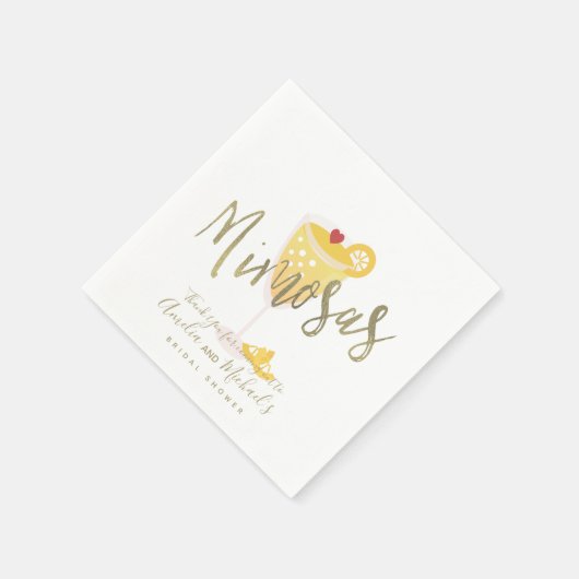 Serviette En Papier Mimosa Fête des mariées Merci or jaune (Coin)