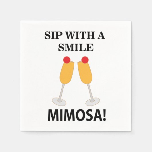 Serviette En Papier Mimosa Sip Avec Le Sourire Parti Mimosa (Devant)