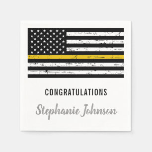 Serviette En Papier Mince Gold Line 911 Police Dispatcher Party