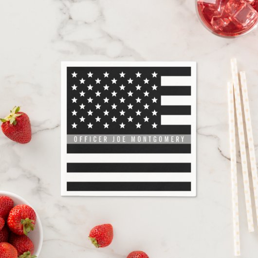 Serviette En Papier Mince Gray Line American Flag Retraite Party (En situation)
