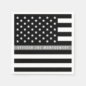 Serviette En Papier Mince Gray Line American Flag Retraite Party (Devant)
