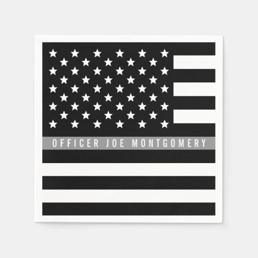 Serviette En Papier Mince Gray Line American Flag Retraite Party (Devant)