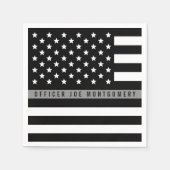 Serviette En Papier Mince Gris Line American Flag Monogramme (Devant)