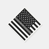 Serviette En Papier Mince Gris Line American Flag Monogramme (Coin)