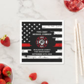 Serviette En Papier Mince ligne rouge personnalisée pompier retraite (En situation)